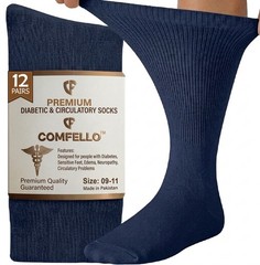 3 6 12 Pairs Mens Diabetic Crew Circulatory Socks Non-Binding Cotton 9-11 10-13