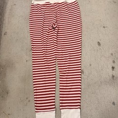 Victoria Secret Long Thermal Pajama Set Med Red White Candy Cane Striped #1304-2