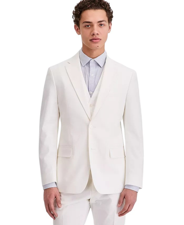 Tommy Hilfiger Mens Modern fit Suit Jacket Blazer 42 R White Cotton Stretch