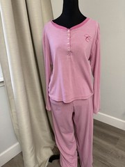 Chaps Women’s Pink Striped Pajama Set Size XL 100% Cotton