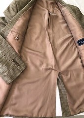 Chaps Two Button Blazer Sport Coat Suit Jacket 44R Brown Gray EUC PolyRayon
