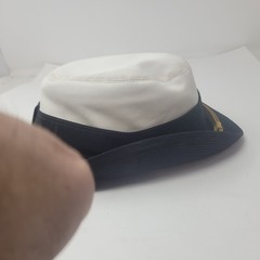 Vintage Custom Hat Corp Officer Sailor Captain Hat White Navy Gold Size 23 1/2