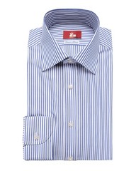 NWT EZZELINO DRESS SHIRT blue white poplin 2-ply cotton Italy 41 16