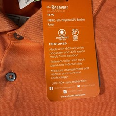 Storm Creek Men’s Bamboo Polo Shirt XL Orange UPF 30+ Performance NWT