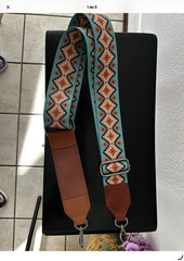Wrangler Adjustable Handbag Strap Aztec Geometric Turquoise Brown