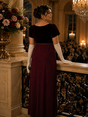 VTG Liz Claiborne Dress 14 NWT Burgundy Velvet Satin Maxi Gown Bridgerton 1990s
