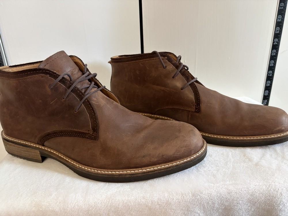 ECCO Kenton Derby Boot Men’s EU 47 US 13 – 13.5 Brown Leather Stacked Heel NWOT