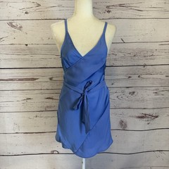 Free People Wrap Dress Womens Small Blue Mini Strappy Boho Party Dress
