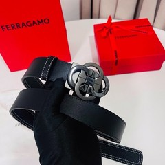NWT Authentic Ferragamo Belt Gunmetal Buckle width 3.5cm/1.37inch Reversible