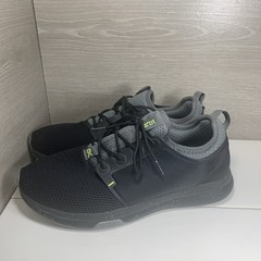 Kuru Atom Shoes Men’s 11 Wide Jet Black Citron Mesh Walking Running Sneakers