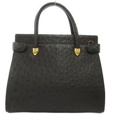 Ostrich Leather Handbag Black Exotic Leather Women’s Bag