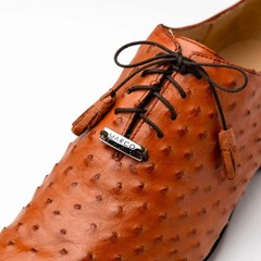 Criss Genuine Ostrich Quill Dress Oxford Shoes Brandy