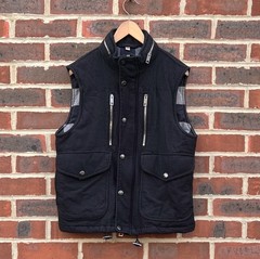 Burberry Mens Wool Gilet Jacket MEDIUM Hooded Prorsum Brit Pockets Bodywarmer