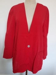 VTG Fundamental Things Petite One Button Jacket Blazer Size 14 Long Sleeves Red