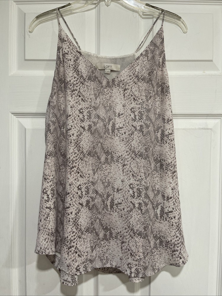 Loft Women’s Snake Print Camisole Tank Top Vneck Size Large