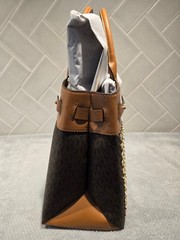 NWT Michael Michael Kors Gramercy Tan Leather/MK Logo Satchel w/ Nailhead Studs