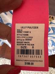 Lilly Pulitzer Shelli Stretch Sheath Dress 6 Blue/White Floral Bow Lace Zip