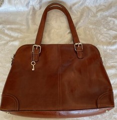 Vintage Brown Leather Shoulder Bag Handbag Purse 75082 Famous Maker Fosil