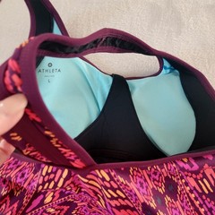 Athleta Raspberry Cayo Coco Ready To Run Tankini Swim Top L Padded