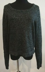 Forever 21 + Black Silver Metallic Crop Sweater Juniors Sz 2X