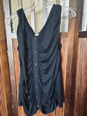 Vintage plus size Baby Phat Black Ruched Top with front button design and hoodie