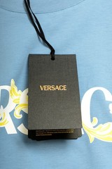 Versace Men’s Logo Print Blue Crewneck Short Sleeve T-Shirt US 4XL IT 60