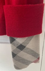 Burberry womens red cardigan S p Burberry logo 100% merino wool Uk 8 hardly worn