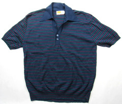 Vtg 60s 70s Striped Banlon Shirt Mens Stretch Knit Nylon Poly Disco MCM SS