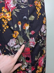 Vintage 80s Does 50s Rose Print Cotton Wiggle Dress Hepburn Button Down Back