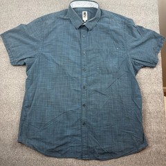 Howe Button Down Shirt Men’s XL Blue Short Sleeve Crosshatch Textured No 65