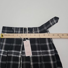 Lychee Adjustable Side Slit Black Plaid Pleated School Girl Skirt Sz Small