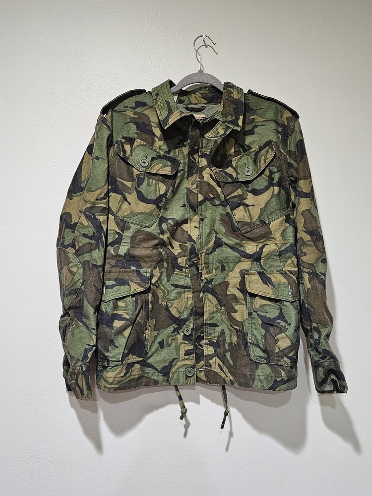 Howe & Dumar Jacket Mens Medium Green Camo Military Canvas Field Coat Lined
