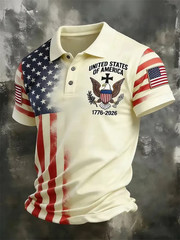 America 250th Anniversary Polo Shirt USA Flag 1776-2026 Patriotic Golf Polo