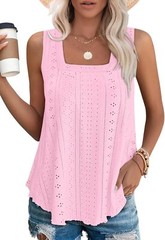 Womens Square Neck Tank Top Sleeveless Loose Fit Casual Summer Beach Vacation