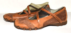 Skechers Brown Leather Small Studded Mesh Mary Jane Comfort Shoes Womens 9.5M
