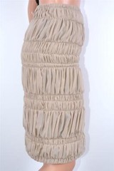New Burberry Prorsum $1,495 Mink Beige Silk Ruched Plisse Runway Skirt 8 42