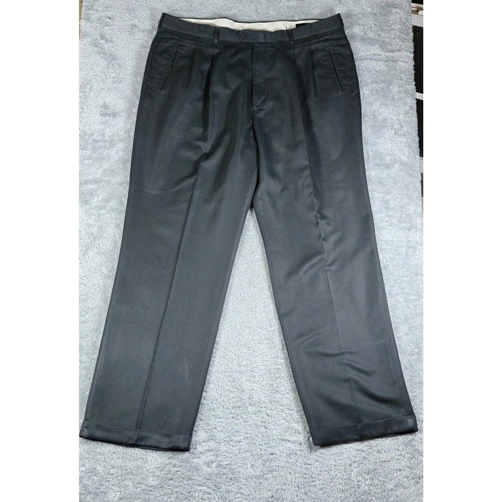 Haggar Men’s Cotton Dress Pants 42×32 WPL386 Black USA Made 100%