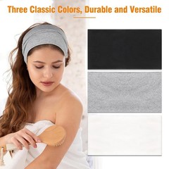 6 Pack Wide Headbands for Women, 9.3×4.7inch Cotton Black, white, gray