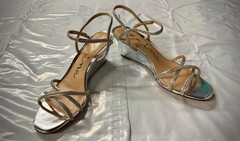 Nina Brynda Silver Rhinestone Strappy Sandals Women’s Heels Size US 9.5