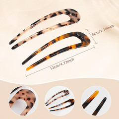 2 Pack French Style Cellulose Acetate Tortoise Shell U Shaped 4.7 inch Hair Pin