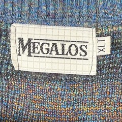 Vtg 80s 90s Megalos Sweater Mens XLT Tall 3D-Knit Biggie USA Coogi-Style Grandpa