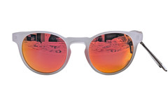 White Frost Round Orange Mirrored Sunglasses Body Glove Sport 100% UVA-UVB