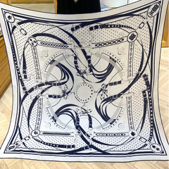 70% Cashmere 30% Silk Neckerchief ribbon Print 53” Shawl Bandana Scarf Wrap