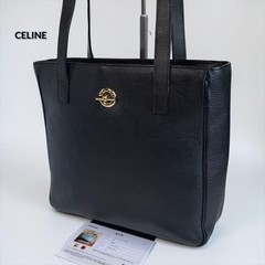CELINE Tote bag Leather Black Vintage Authentic From Japan