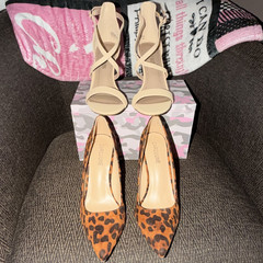 Dream Pairs Beige Strappy Ankle Strap Stiletto Open Toe Heels US 7 EU 38