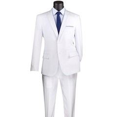 LUCCI Men’s White 2-Button Slim-Fit Poplin Polyester Suit NEW