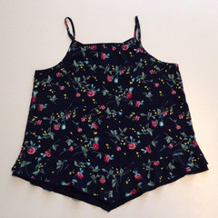 Women’s camisole navy blue spaghetti straps moody floral Romantic Soft Girl 1XL