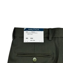Nautica Mens 2-Piece Modern Fit Active Stretch Solid Suit Olive Green 38S 32W