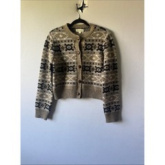 Marled Neutral and Navy Fair Isle Cardigan