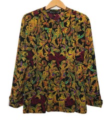 JEAN DE PIERRE Women Vintage Retro Long Sleeve Blouse Size 12 Multicolor